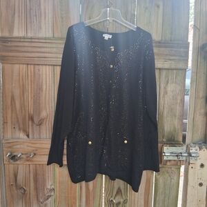 Joan Rivers Black Cardigan with Gold Accents